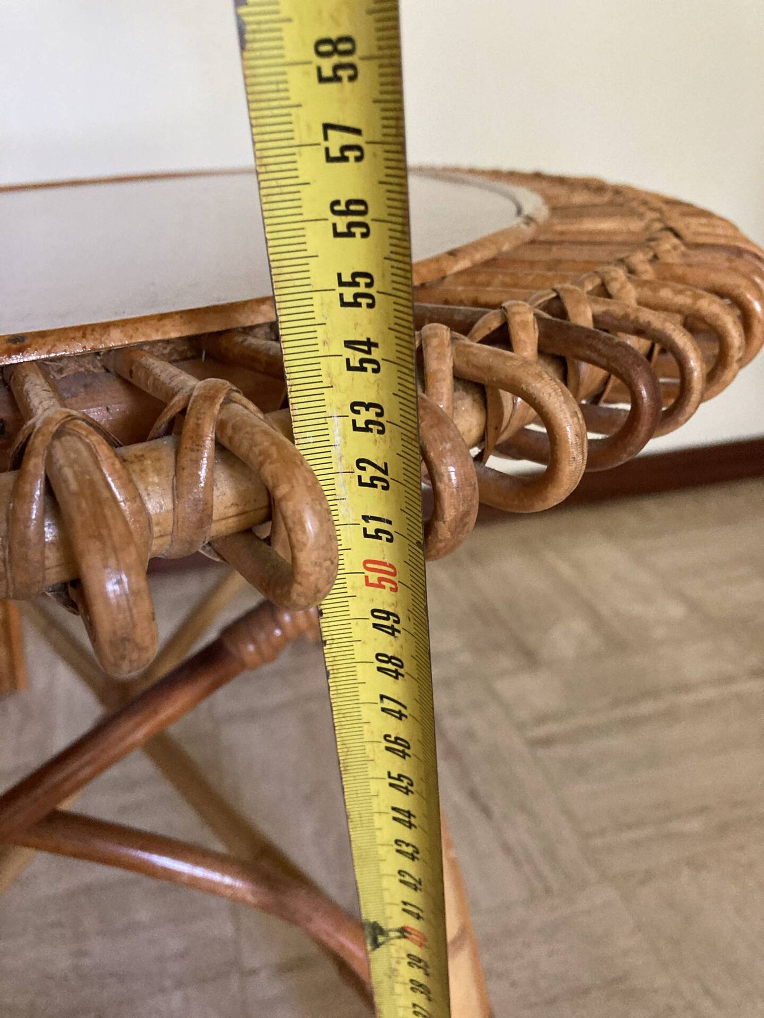 Vintage sun rattan oval coffee table