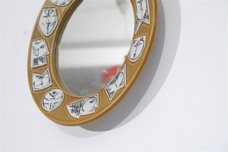 Ceramic mirror by Lisa Larsson for Gustavsberg 1960