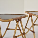 Set of three bamboo pull out tables by Rohé Noordwolde, The Netherlands 1950