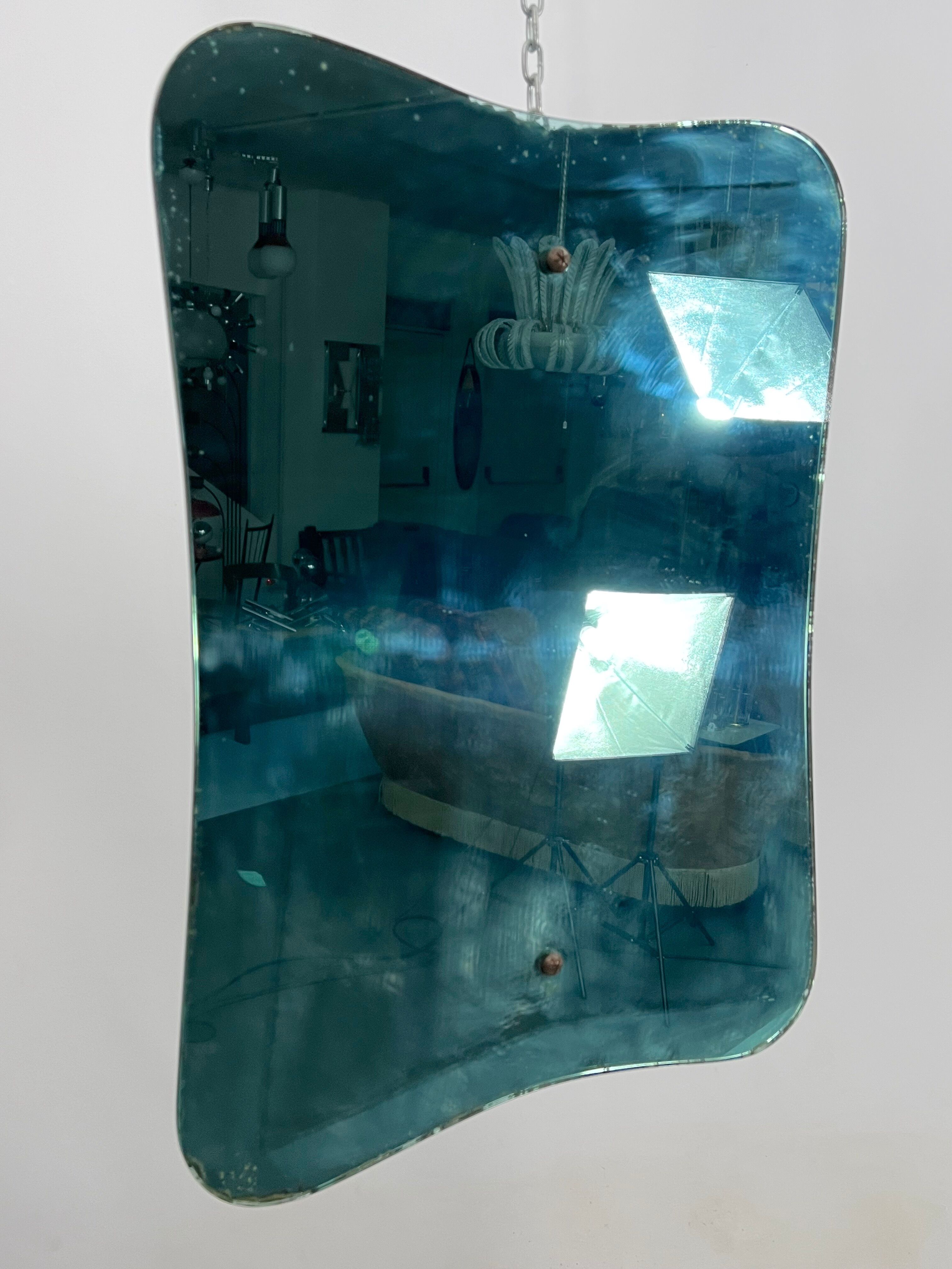 Mid-century green mirror from 50s