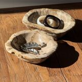 Oval beige petrified wood bowl 24x19 - 3781