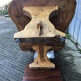 Handcrafted Brutalist coffee table in solid elm