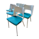 6 chaises blanches à galette turquoise de Kay Korving. Danemark 1975