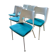 6 chaises blanches à galette turquoise de Kay Korving. Danemark 1975