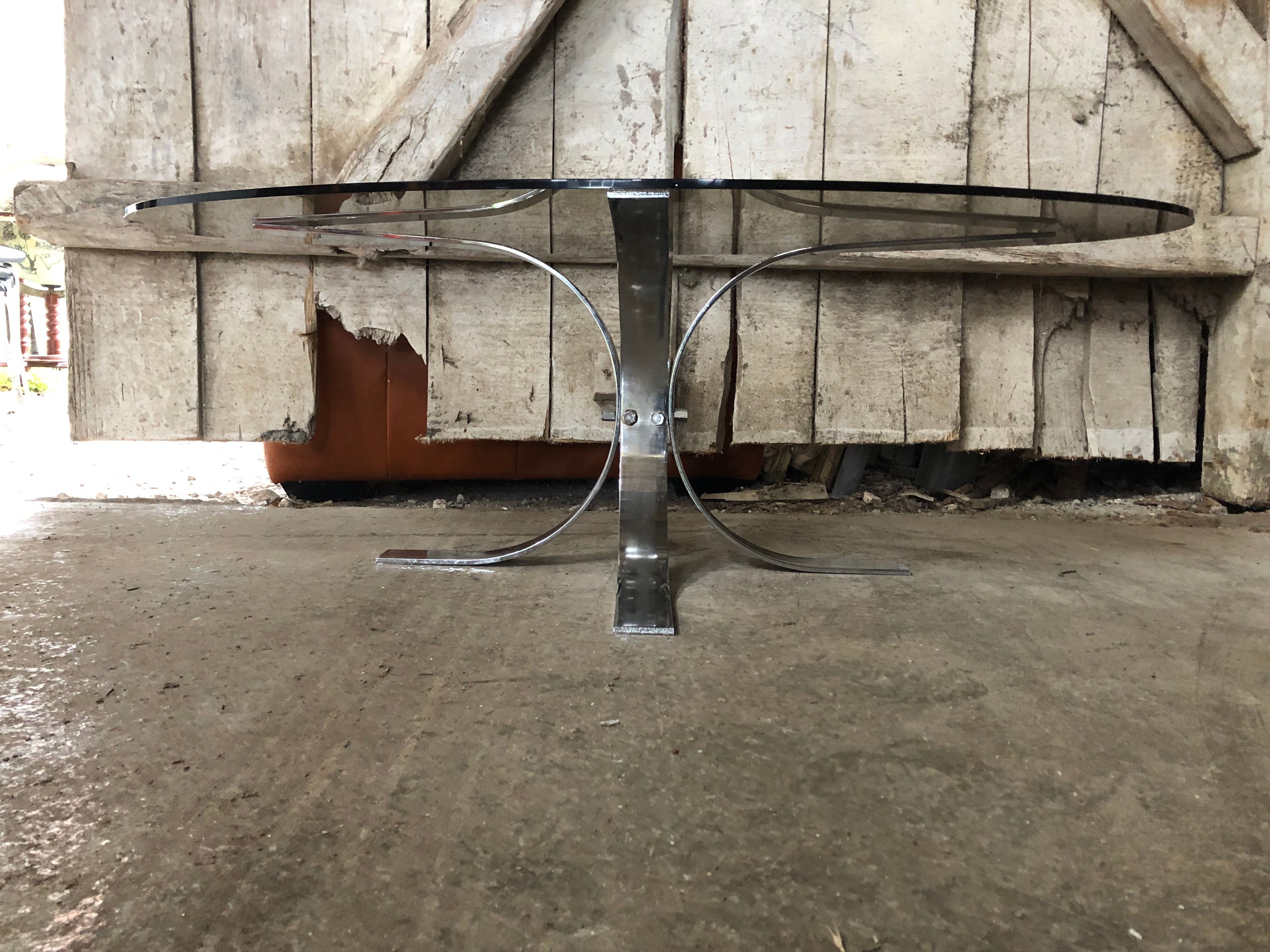 Old coffee table design chrome foot curved