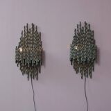 1960s brutalist wall lamps by Marcello Fantoni, Italy
