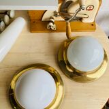 Appliques murales en laiton et opaline