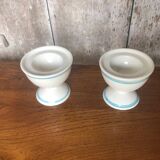Pair old egg cup carlton ware 1976 ceramic white & blue vintage