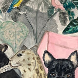 Painting jungle leopard acrylic old frame