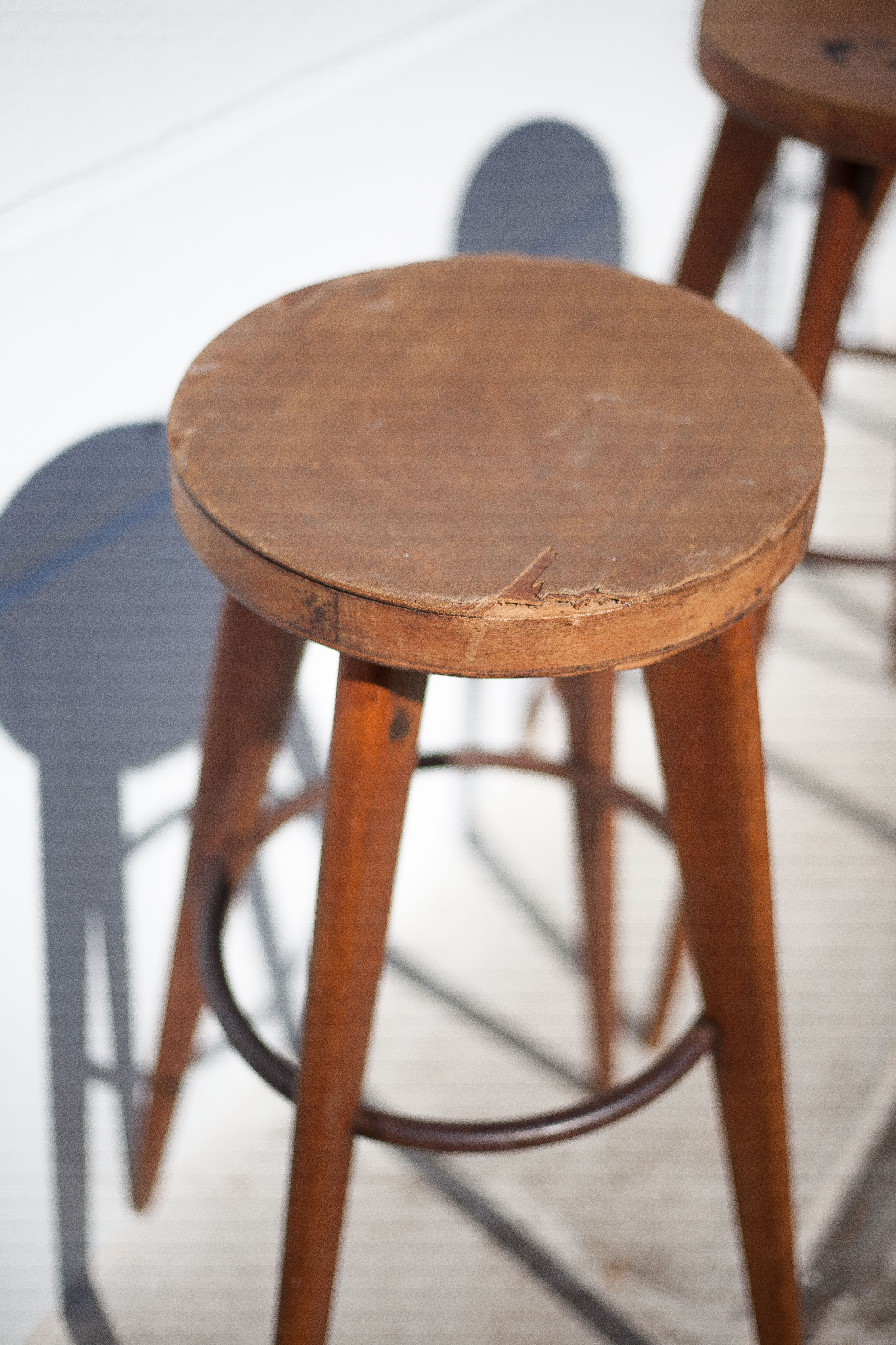 Lot 3 bar stools, high chair, wooden and metal stool, industrial, vintage, bar