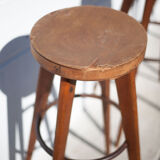 Lot 3 bar stools, high chair, wooden and metal stool, industrial, vintage, bar