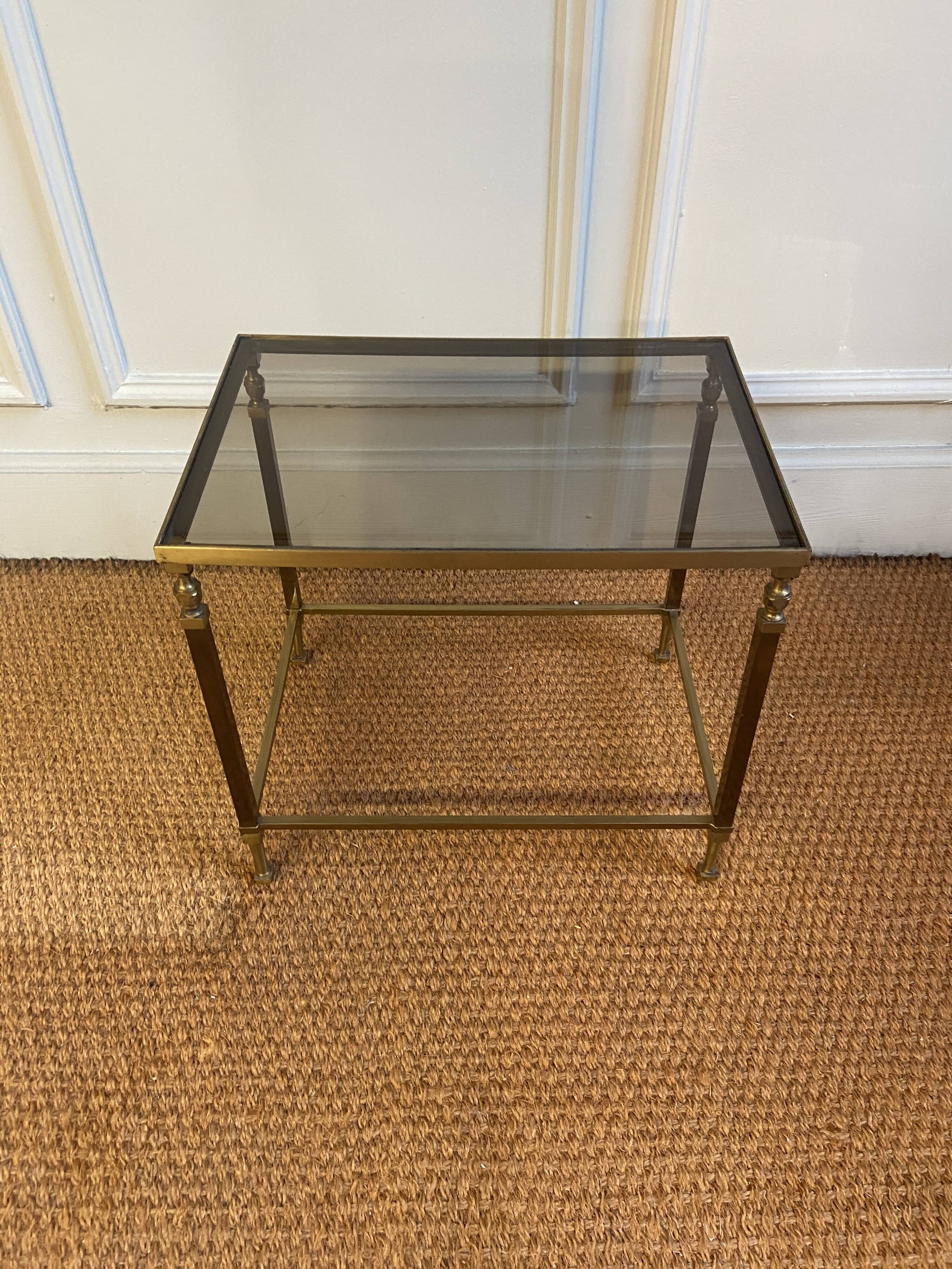 Brass and smoked glass side table, 1970