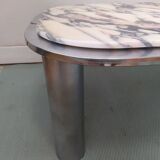 Vintage rectangular coffee table italy 1970 in marble and chrome