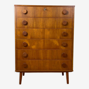 Scandinavian chest of drawers 6 drawers vintage teak, 60s