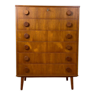 Scandinavian chest of drawers 6 drawers vintage teak, 60s