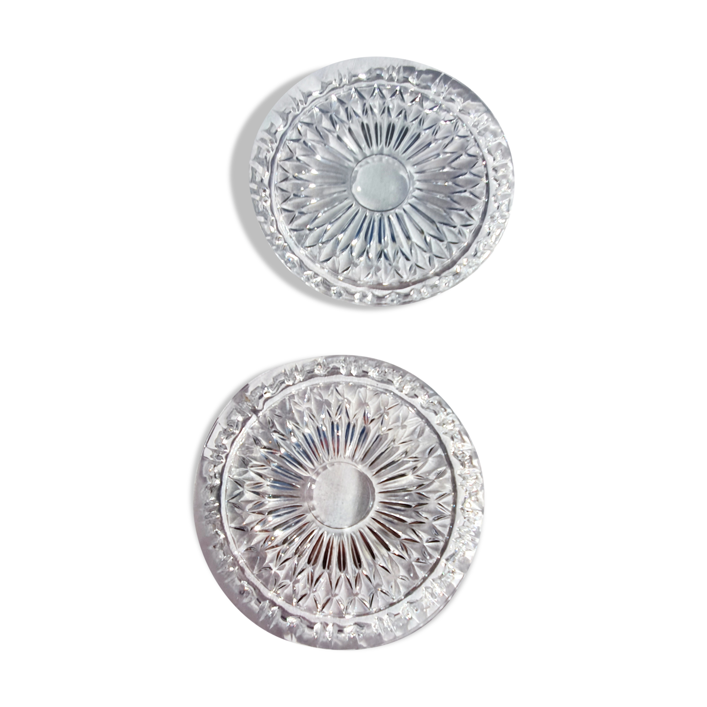 Duo dessous de bouteille en verre ciselé