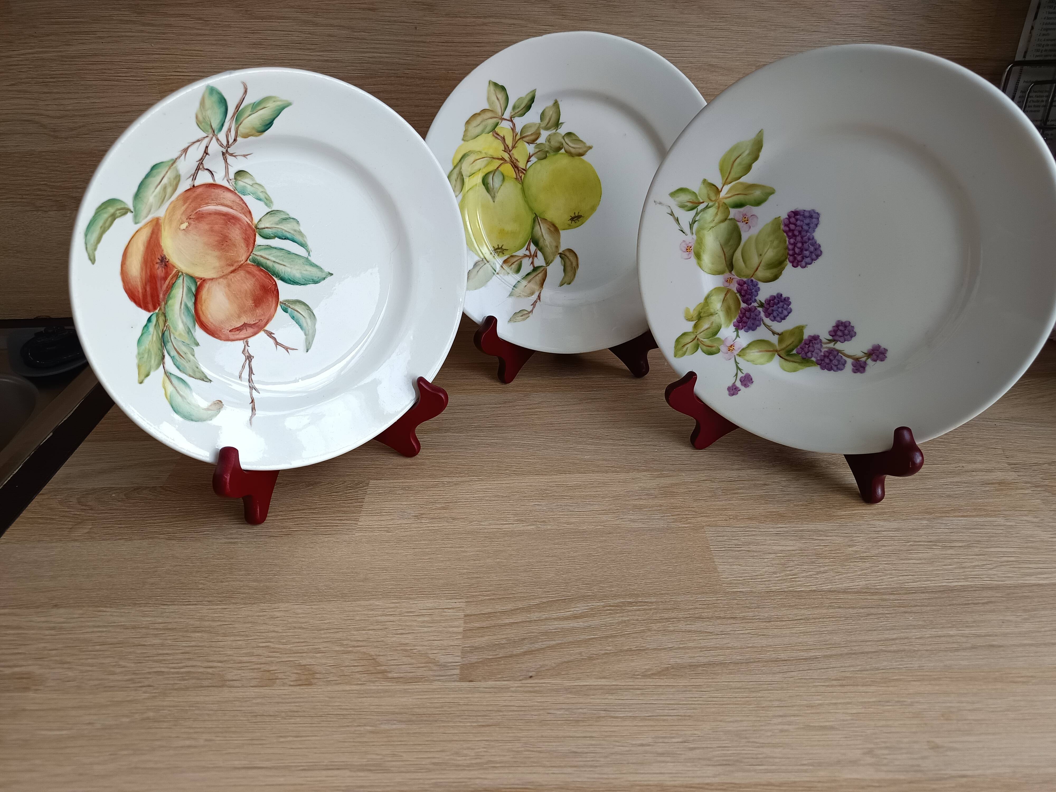 3 hand-decorated plates