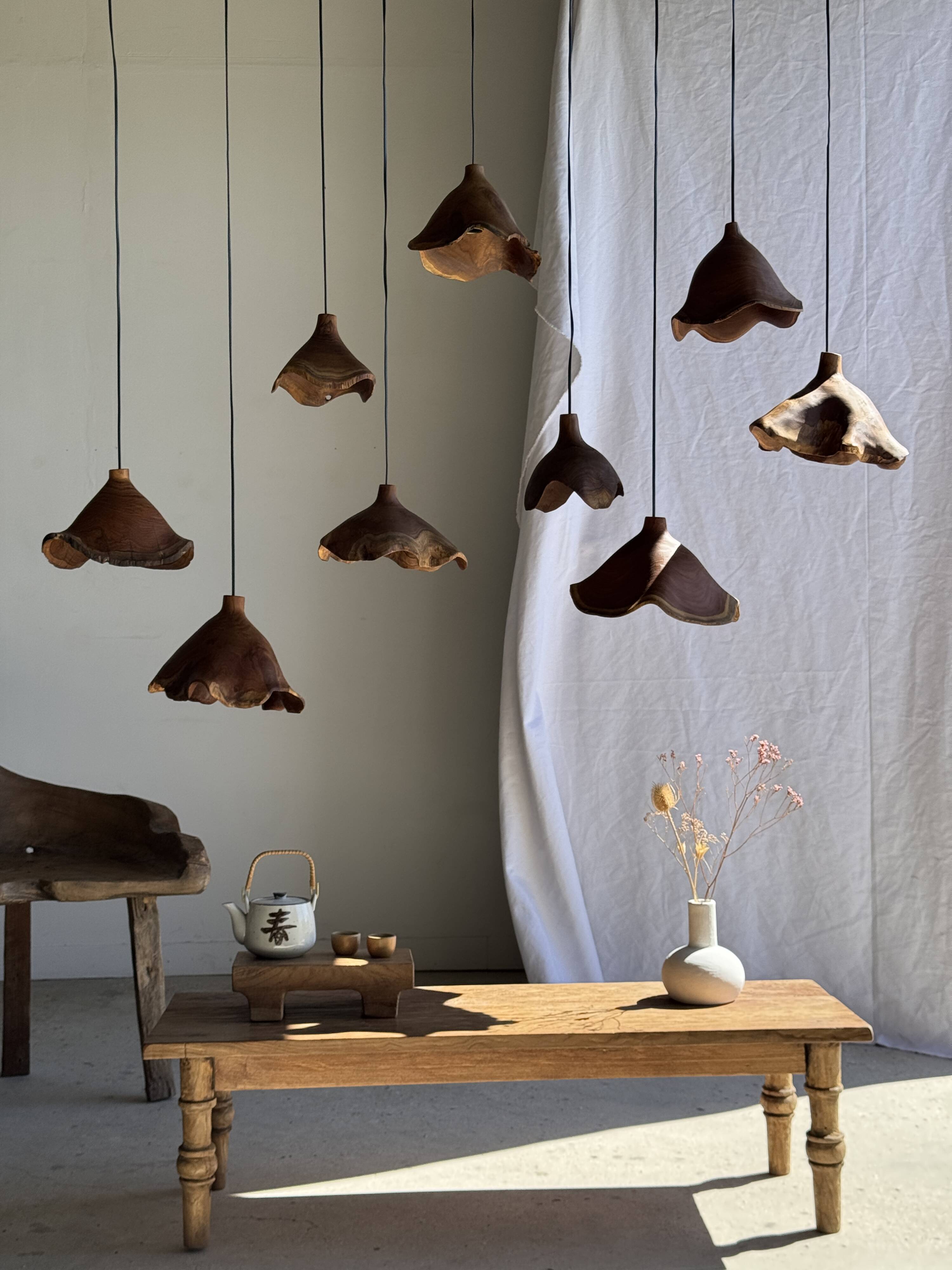 Small suspension in organic teak hat D30 H20