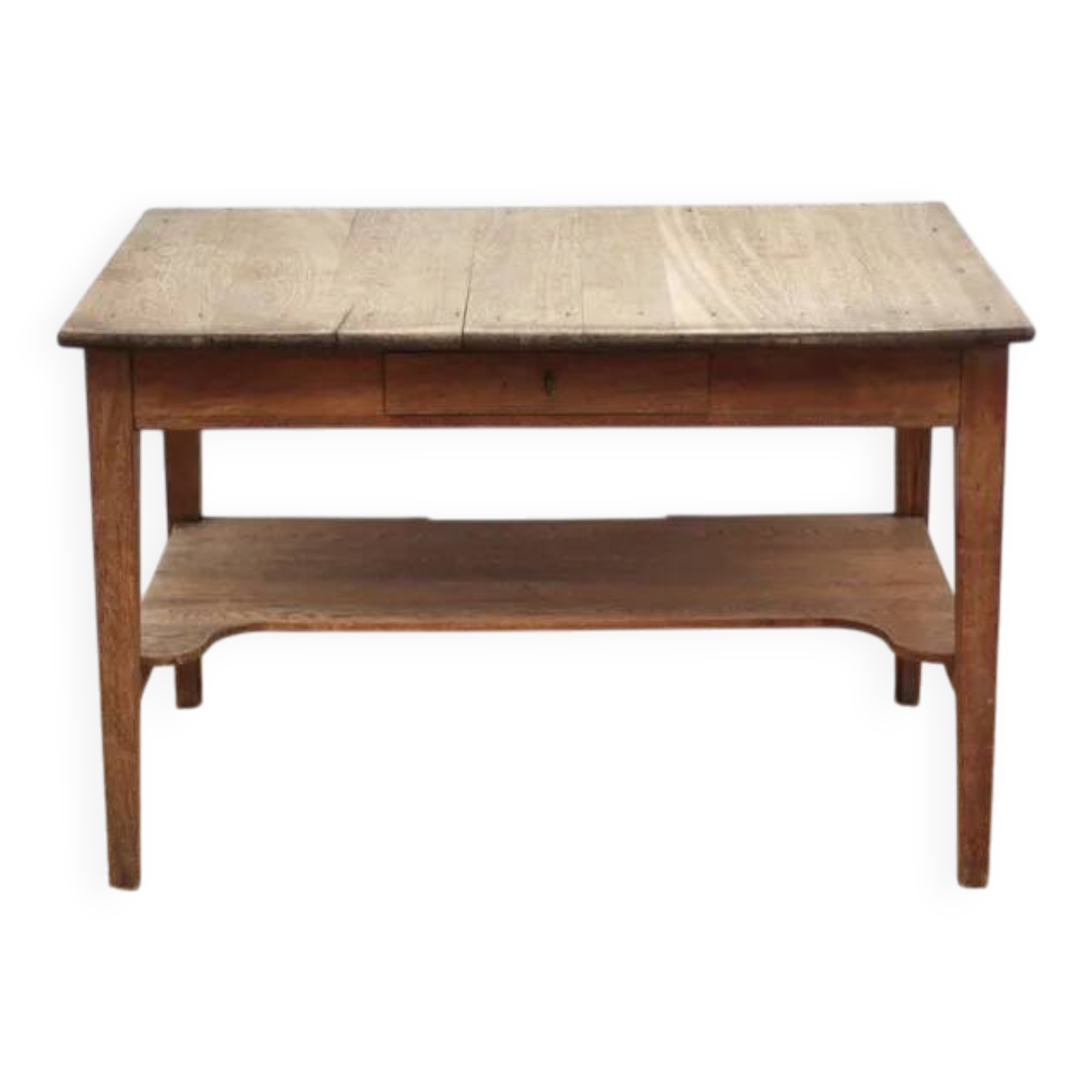 Antique oak kitchen table, office or work table, wooden furniture, decor, 19th century.