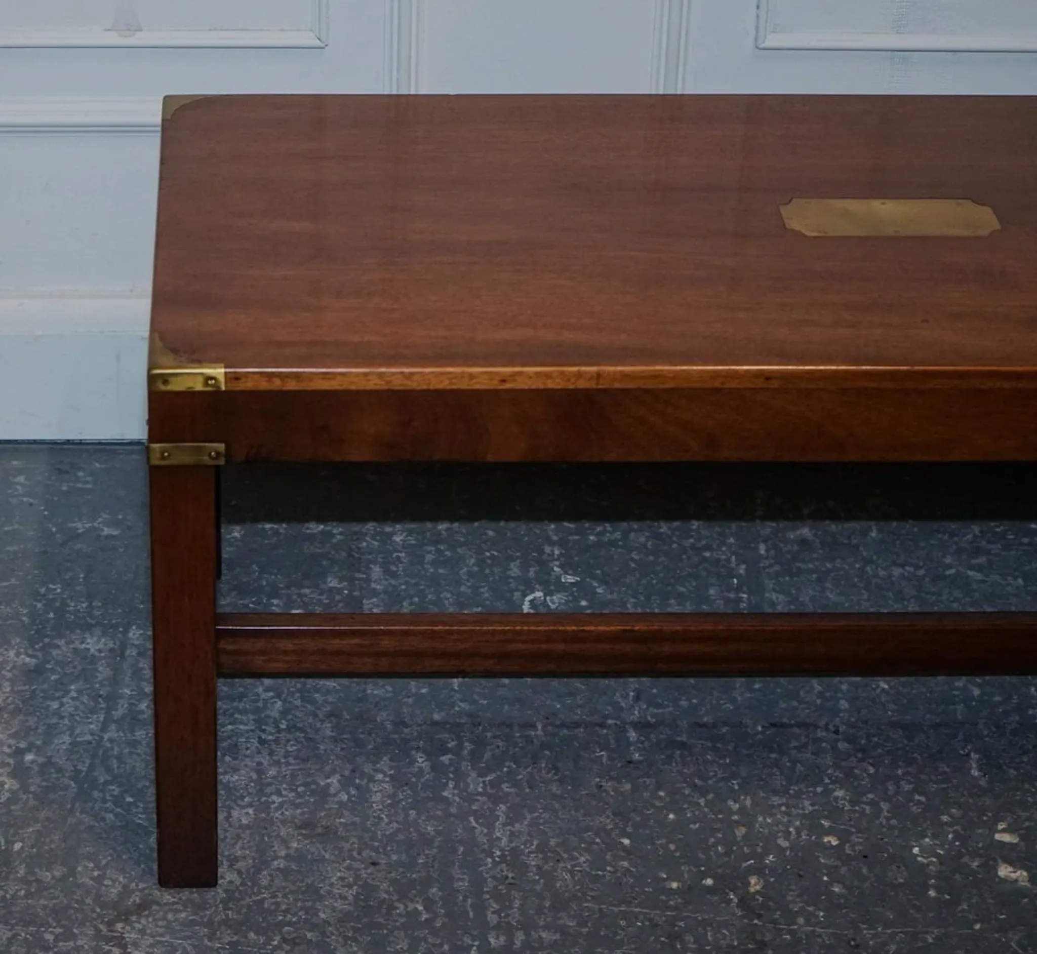 Vintage Reh Kennedy Military Campaign Coffee Table with Brass Fittings from Harrods