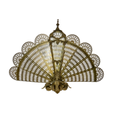 Pare-feu éventail pliable "paon" - bronze laiton fin du xixe siècle