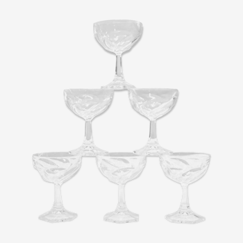 Series of 6 vintage crystal champagne glasses