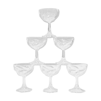 Series of 6 vintage crystal champagne glasses