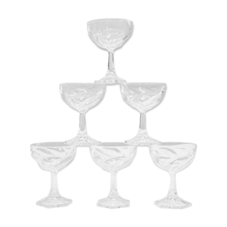 Série de 6 coupes à champagne vintage en cristal
