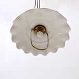 White Ceramic and Brass Adjustable Pendant Lamp, Italy