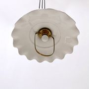 White Ceramic and Brass Adjustable Pendant Lamp, Italy