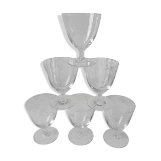 Lot of 6 engraved crystal glasses 30-40 years