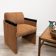Paire de fauteuils années 80 en velours côtelé terracotta