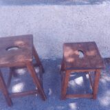 Two vintage wooden stools