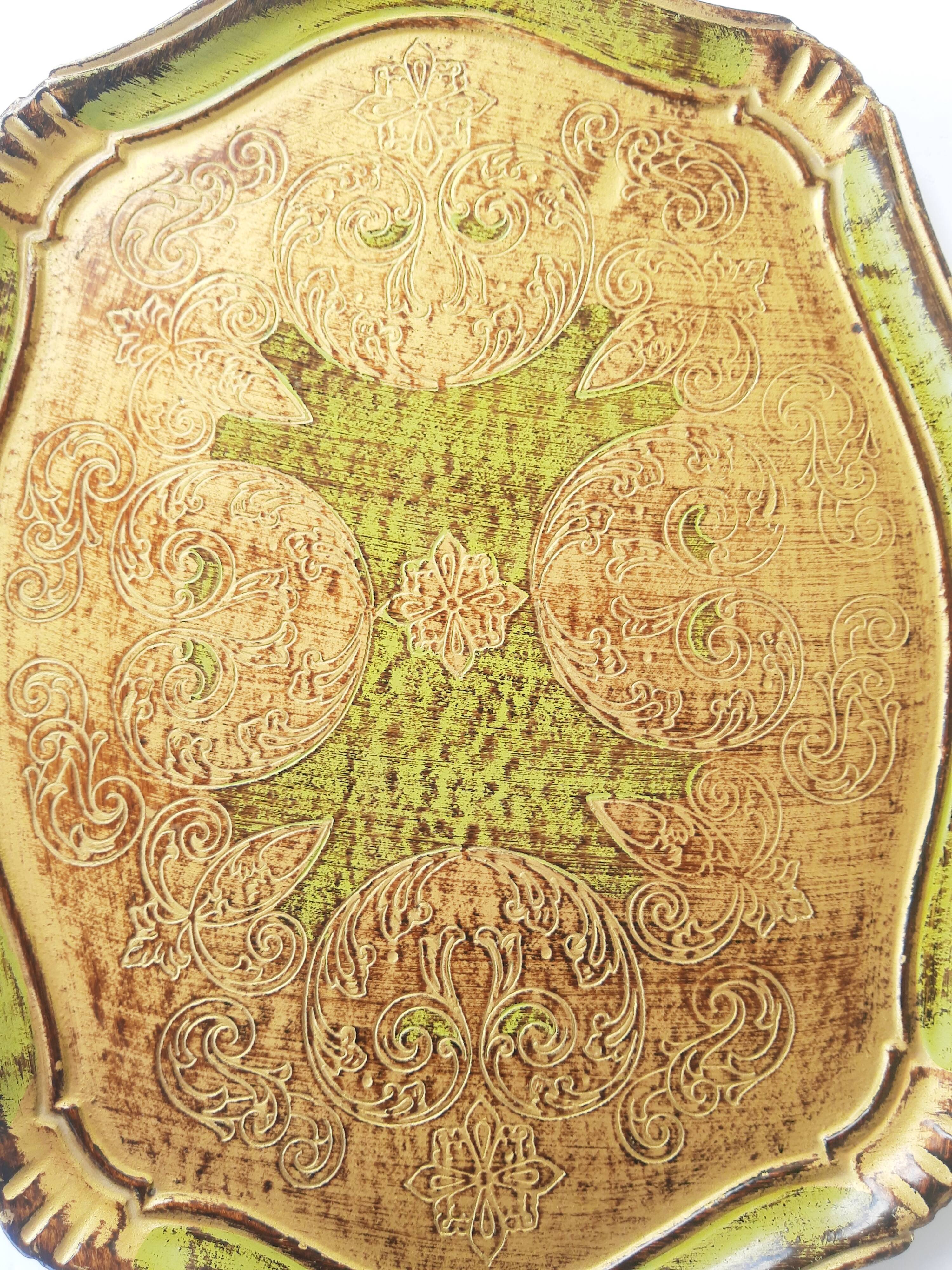 Vintage Italian carved wooden tray