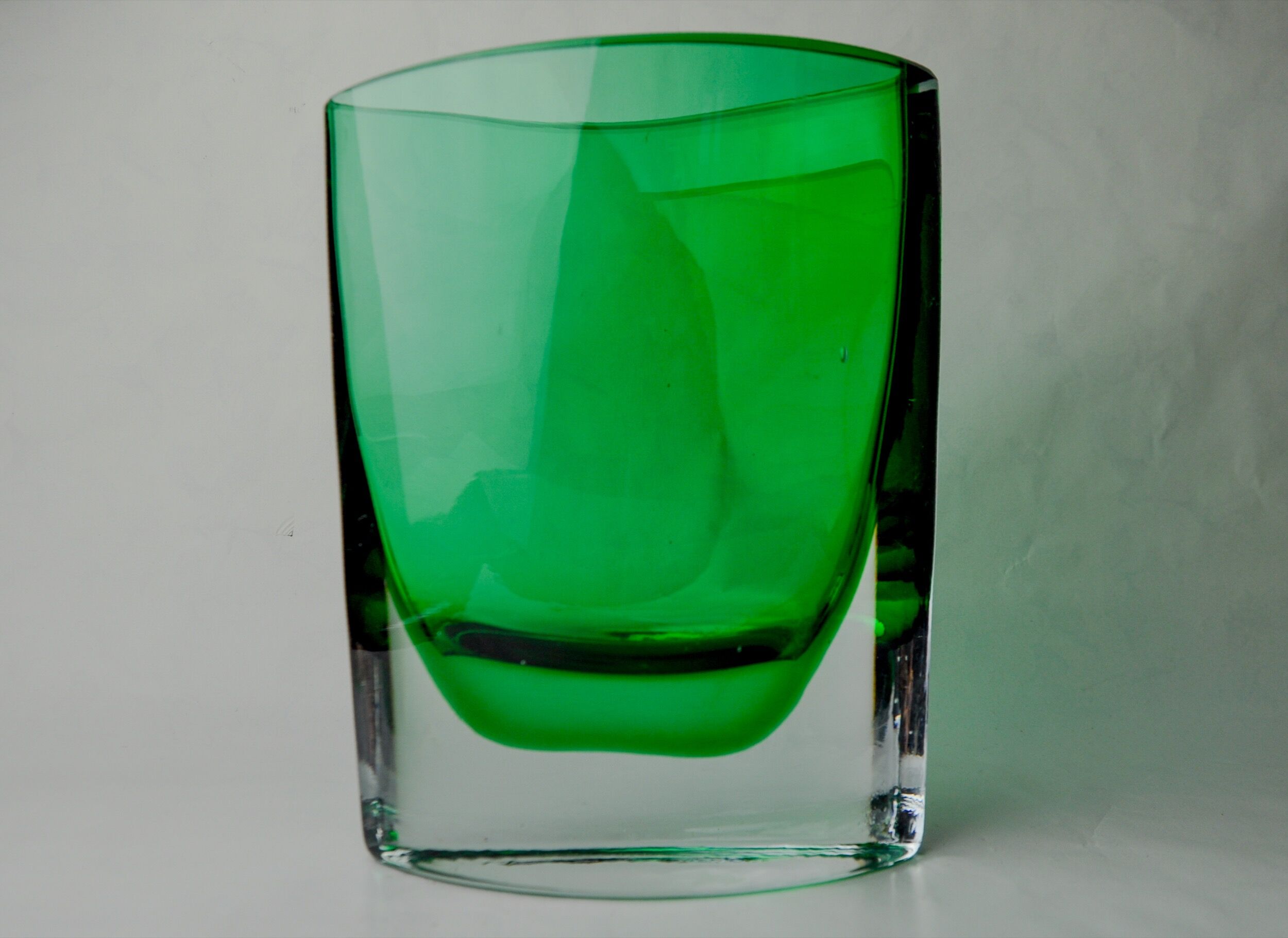 Green sommerso vase by seguros, Murano glass, Italy, 1980