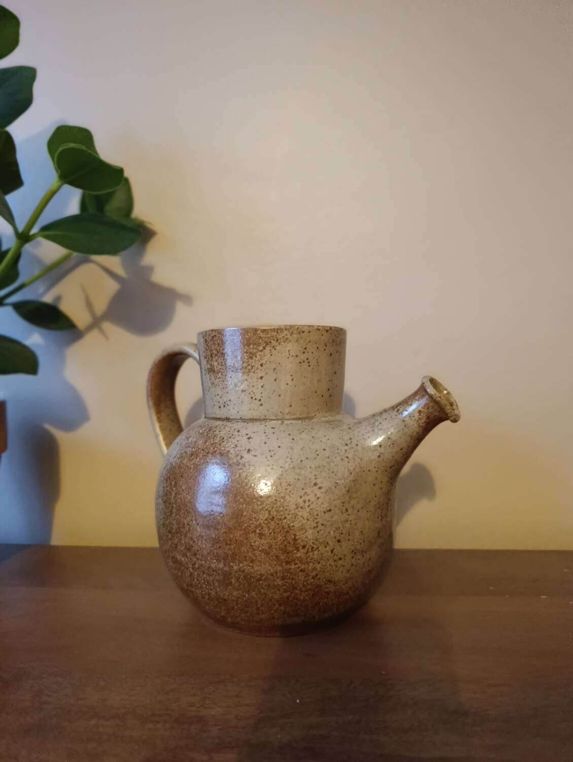 Vintage stoneware teapot signed by Nathalie and Christophe Hurtault.
