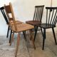 Set of 4 mismatched vintage chairs compass feet
