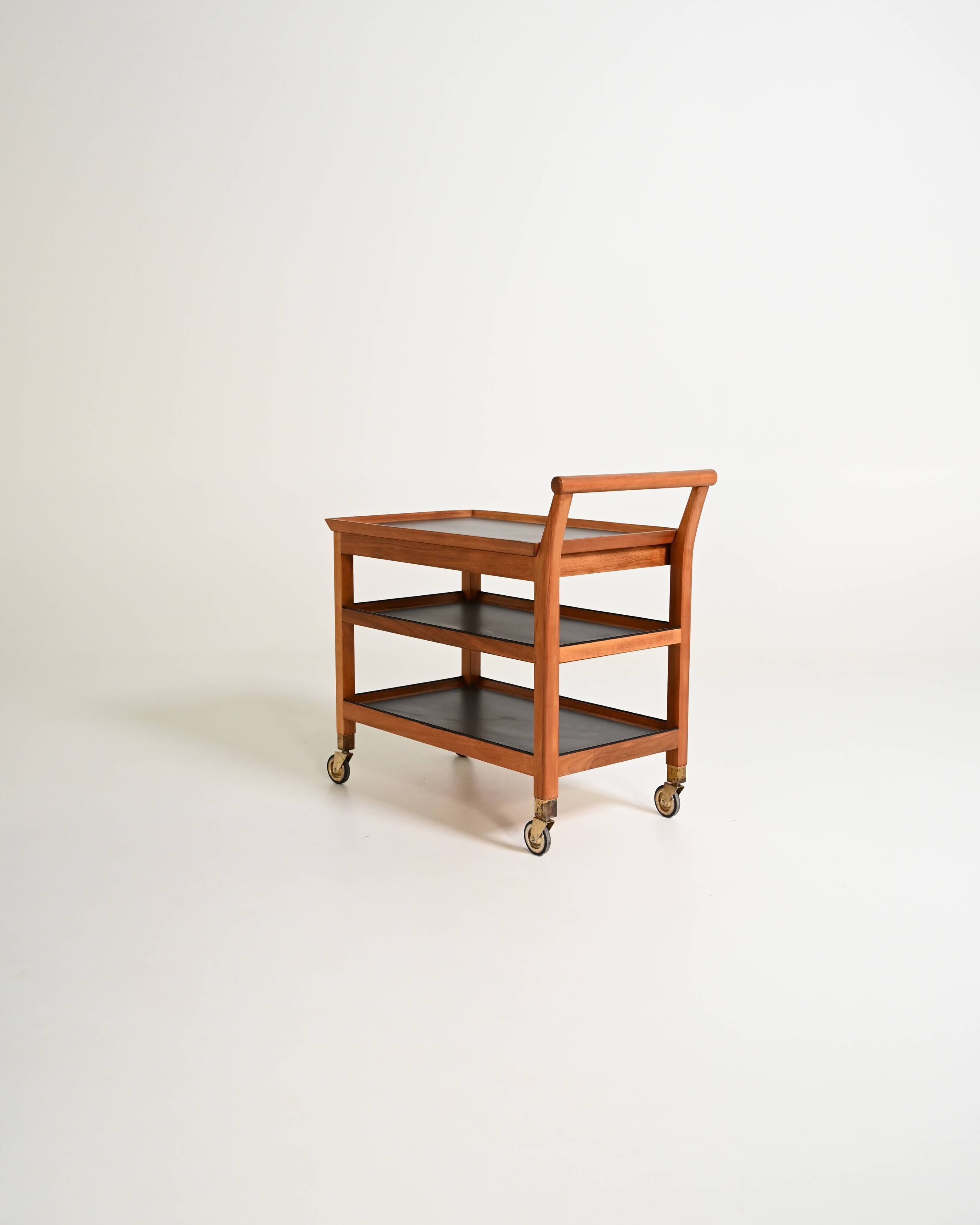 Chariot de service en acajou scandinave, années 1950