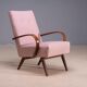 Restored bentwood armchairs by Jaroslav Šmídek, pair, Czechoslovakia, new pink upholstery, 61 × 82 × 81 cm