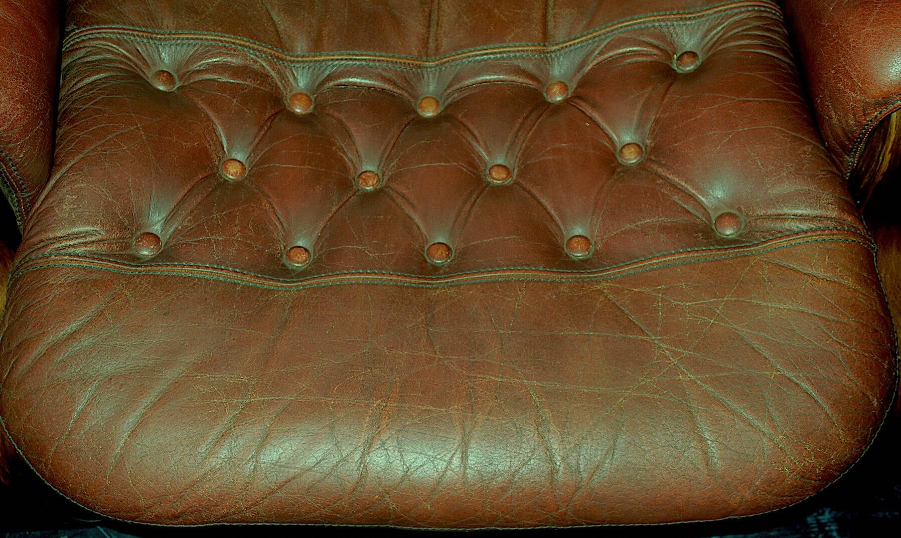 Scandinavian cantilever leather lounge chair and ottoman, 1960s