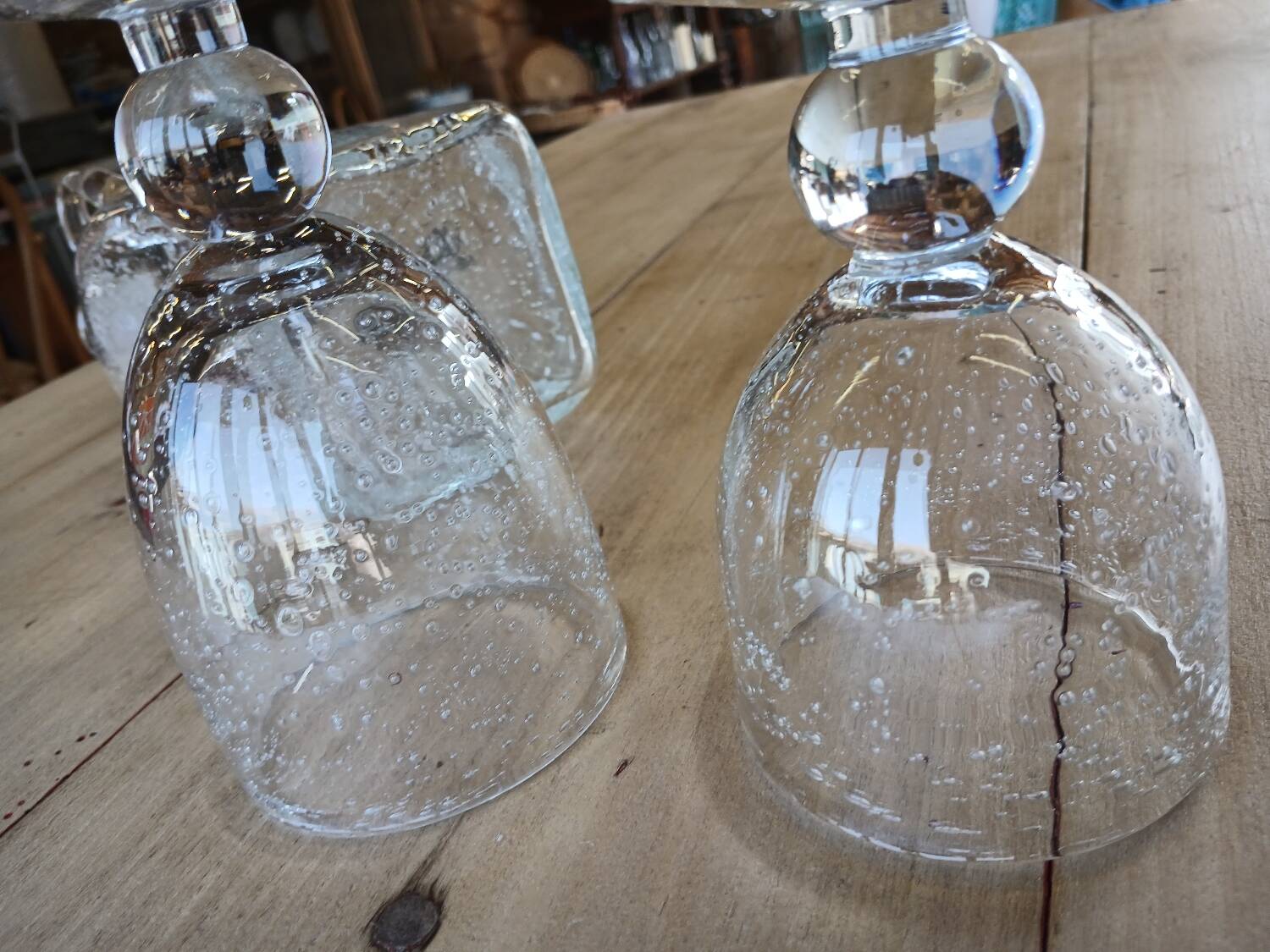 Antique blown amber bubble glass jar