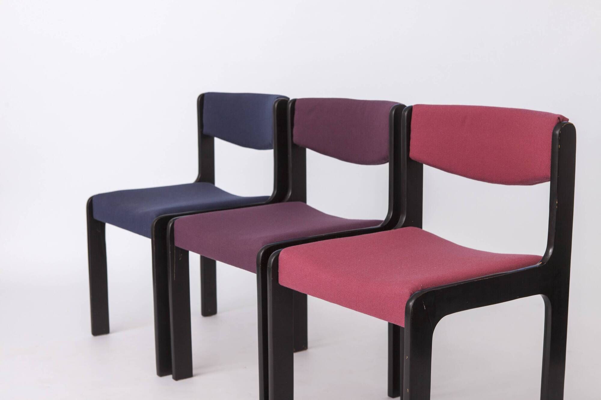 Set of 6 Vintage German Dining Chairs, 1950s–1960s, Black Beechwood