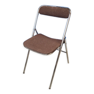Chaise vintage pliante Souvignet assise en laine