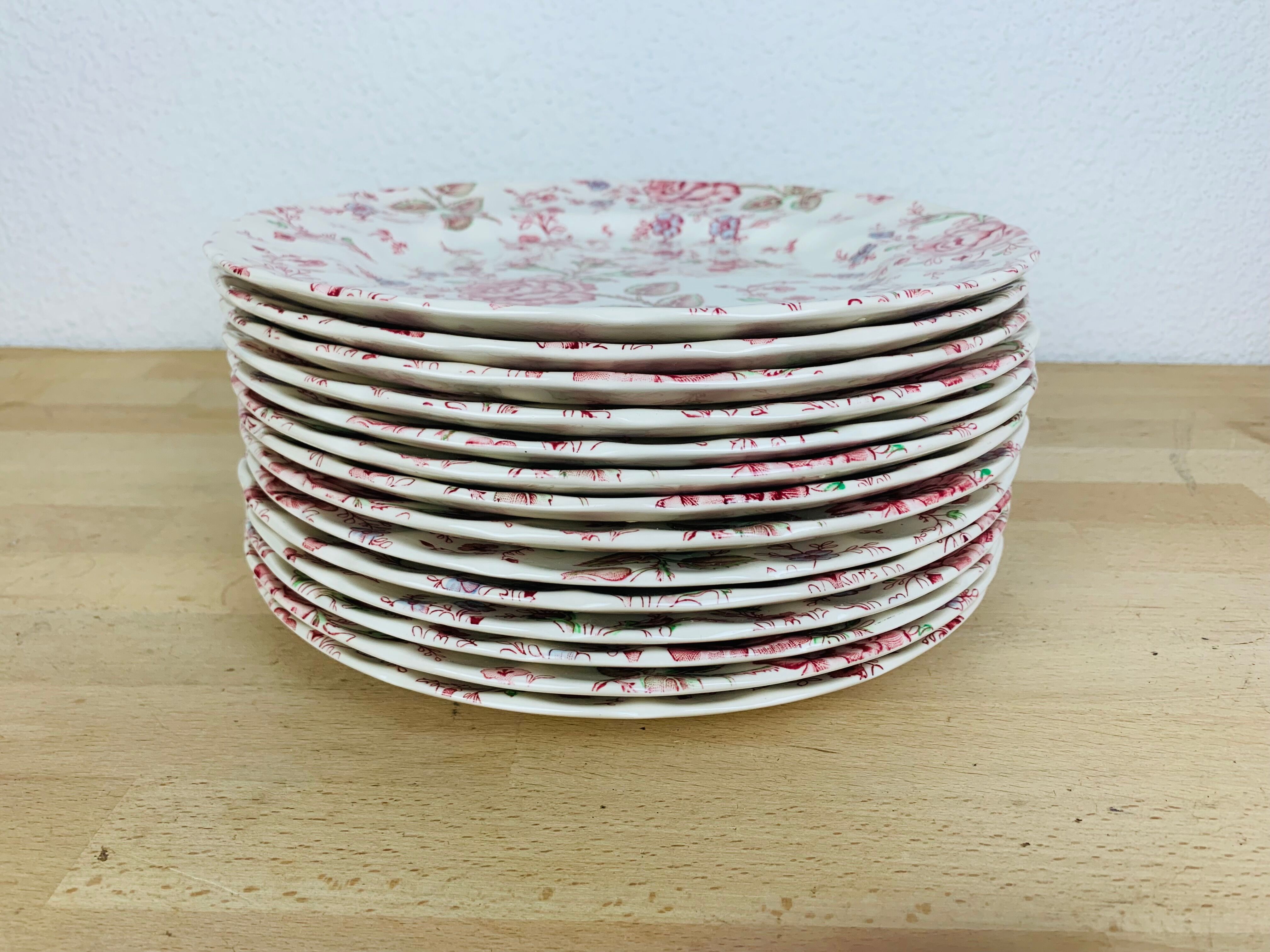 14 assiettes rose chintz johnson brothers faïence anglaise