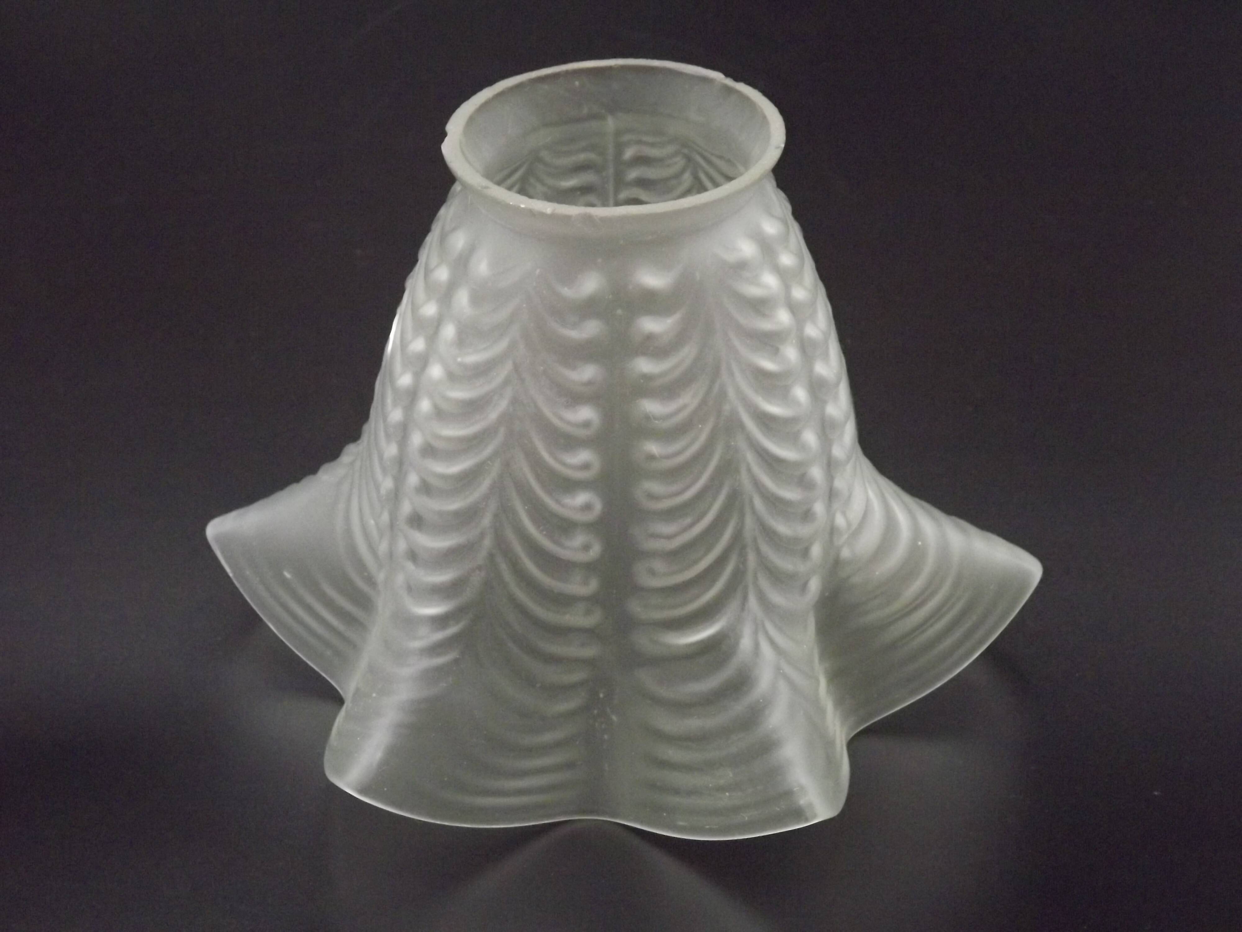 Replacement lampshade in vintage French opaque white glass with fluted edge 0183