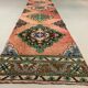 Distressed Turkish Runner 380x72 cm wool Vintage Tribal Rug Pink Green