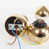 Set (2) of petite playful brass ‘ball’ wall lights, Italy 1970’s
