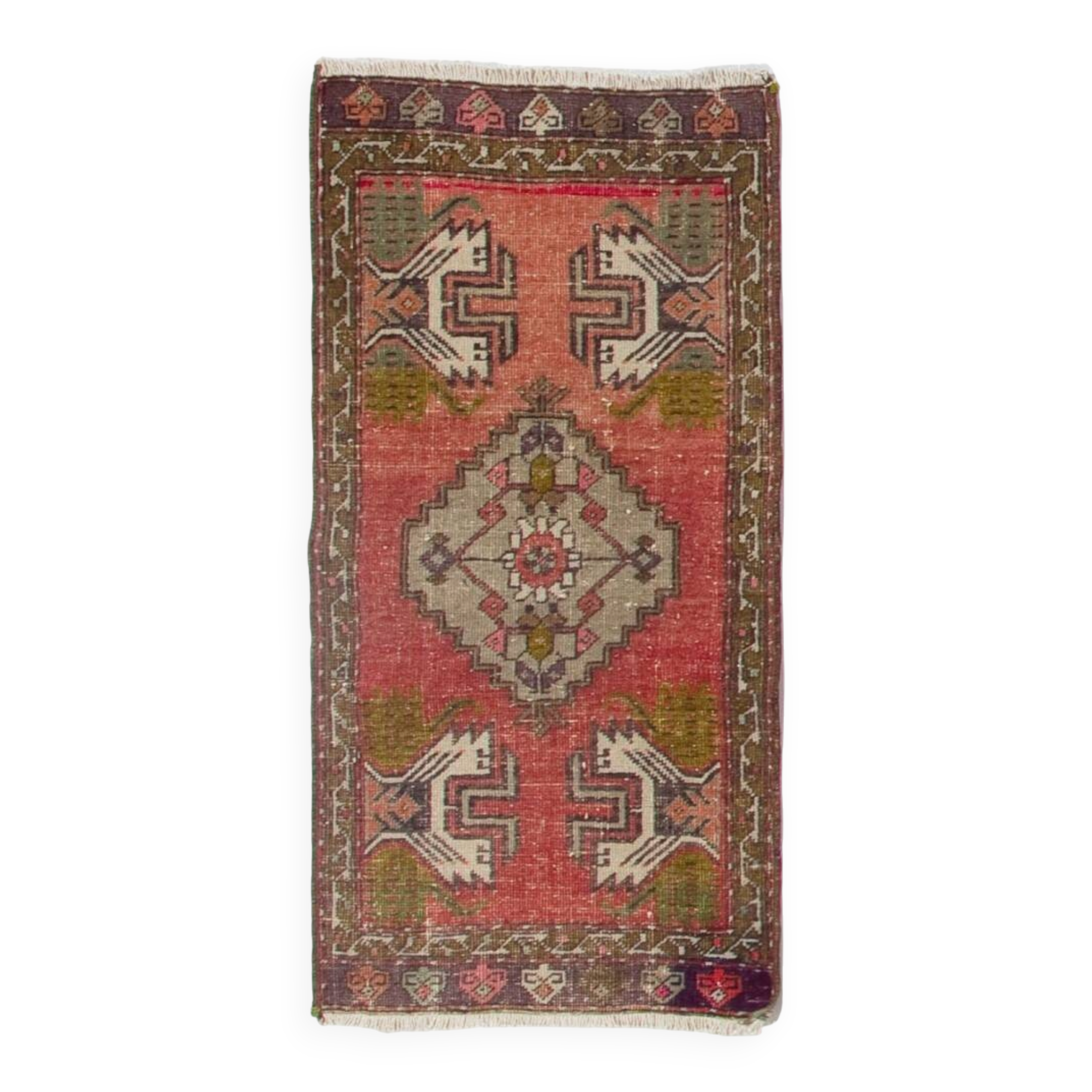 Vintage Accent Rug. Wool Turkish Seat Cover. Rustic Kitchen Rug. Handmade Door Mat. Bath Mat