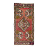 Vintage Accent Rug. Wool Turkish Seat Cover. Rustic Kitchen Rug. Handmade Door Mat. Bath Mat