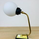 Lampe cocotte opaline laiton années 50